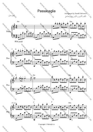 نت Passacaglia از Handel Halvorsen برای پیانو